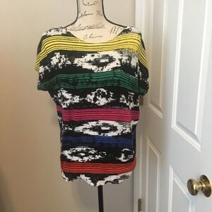 JOSEPH‎ A Abstract Stripe Boat Neck Sweater Top M Rayon Nylon